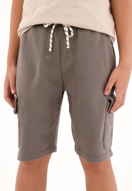 Bermuda Cargo Con Pretina Elástica Gris Para Niño