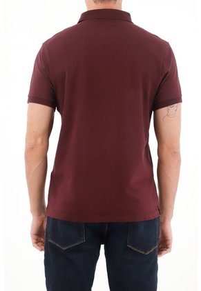 Polo Roja Cuello Tejido Para Hombre