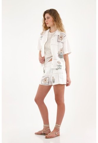 Tennis Camisa Manga Corta Con Estampados Localizados Para Mujer Tennis
