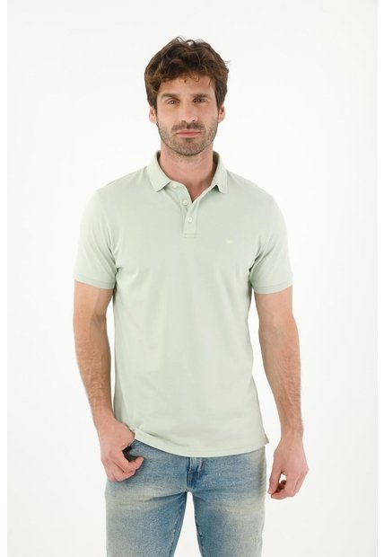 Tennis Polo En Tela Piqué Lycra Verde Con Diseño Limpio Para Hombre Con Detalle único
