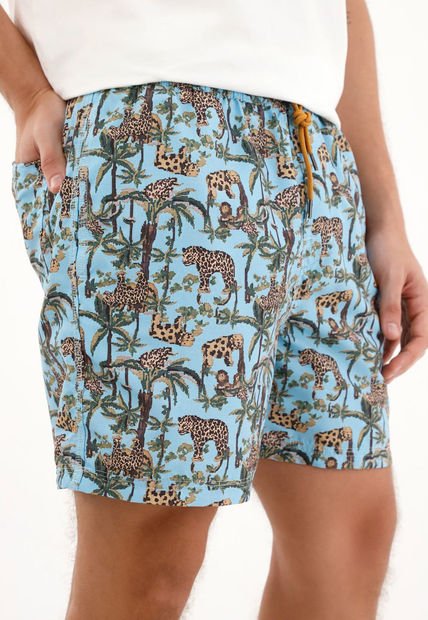 Pantaloneta De Baño Con Estampado Selva Para Hombre