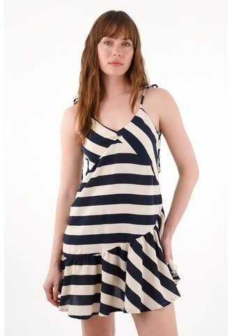 Vestido Corto Con Diseño A Rayas Para Mujer Tennis