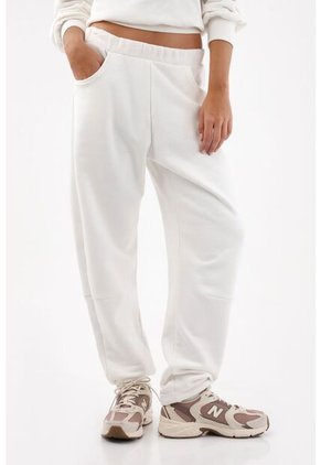 Tennis Pantalón Para Mujer De Algodón Blanco Fit Relajado Con Bolsillos Curvos