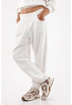 Tennis Pantalón Para Mujer De Algodón Blanco Fit Relajado Con Bolsillos Curvos