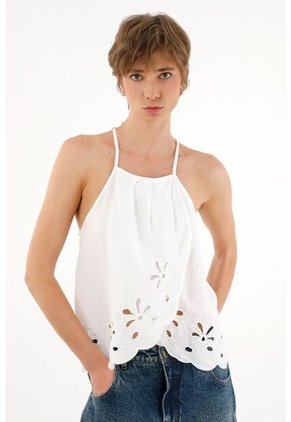 Tennis Camisa Cuello Halter Blanca Para Mujer