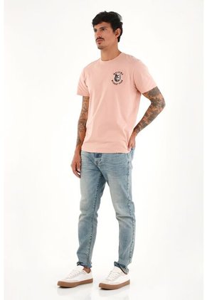 Camiseta Manga Corta Rosada Para Hombre