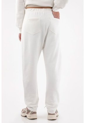 Tennis Pantalón Para Mujer De Algodón Blanco Fit Relajado Con Bolsillos Curvos