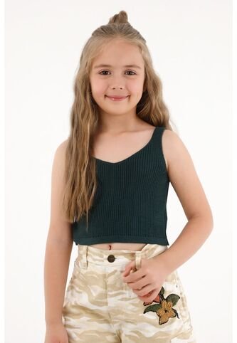 Camiseta Manga Sisa Verde Tejida Para Niña Tennis