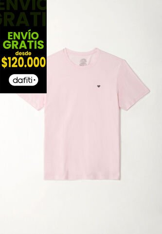 Camiseta Rosada Con Mini Raqueta Bordada Para Hombre Tennis