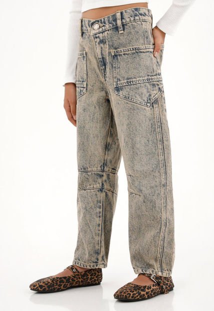 Jean Horseshoe Con Pigmento Vintage Para Niña