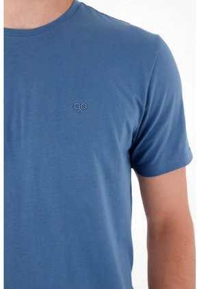 Tennis Camiseta Con Raqueta Estampada Azul Para Hombre