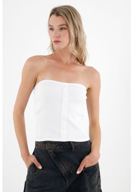 Tennis Camiseta Strapless Blanca Para Mujer