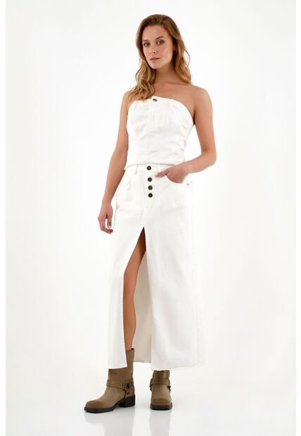 Tennis Falda Larga En Denim Crudo Para Mujer