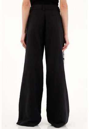 Tennis Pantalón Recto Con Manualidad Negro Para Mujer