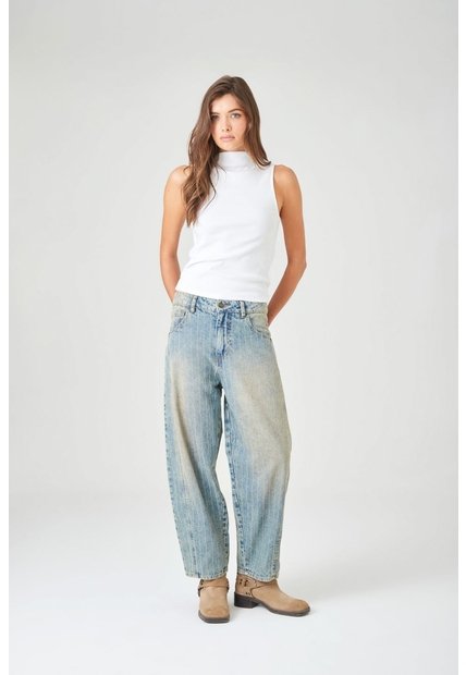 Tennis Jean Horse Shoe Con Vetas Verticales De Denim Azul Claro Para Mujer