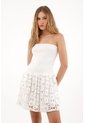 Tennis Vestido Corto Strapless Crudo Con Textura Suave Para Mujer de Tennis