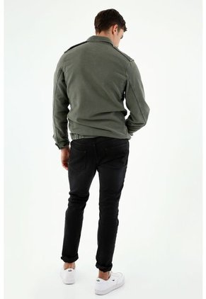 Jean Skinny Color Negro Efecto Cuero Para Hombre