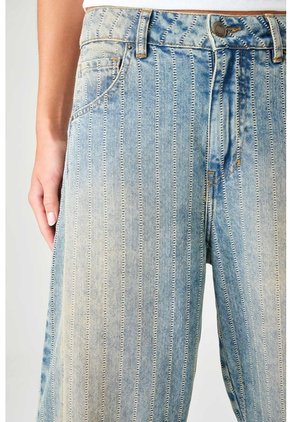 Tennis Jean Horse Shoe Con Vetas Verticales De Denim Azul Claro Para Mujer