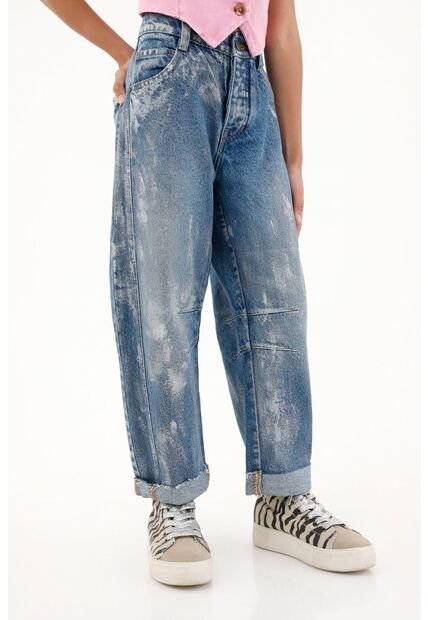 Jean Horseshoe Tiro Medio Con Brillo Para Niña