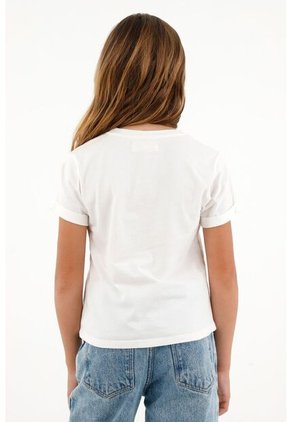 Camiseta Crudo Cuello Redondo Estampada Para Niña