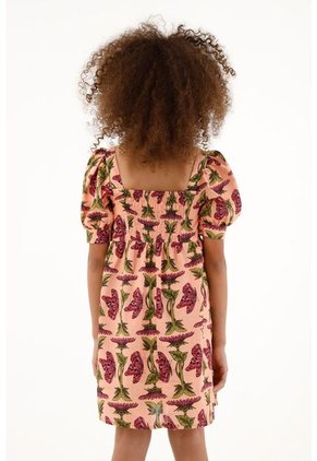 Vestido Corto Con Estampado De Mariposas Para Niña