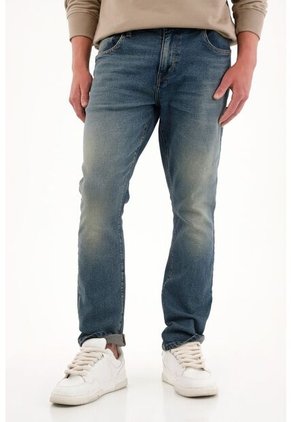 Tennis Jean Nudy Tono Medio Con Bigotes Azul Para Hombre