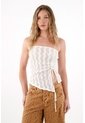 Tennis Camiseta Strapless En Tela Tejida Crudo Para Mujer de Tennis