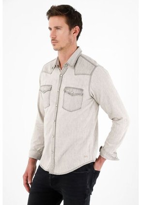 Tennis Camisa Gris Con Bolsillos En Frente Para Hombre
