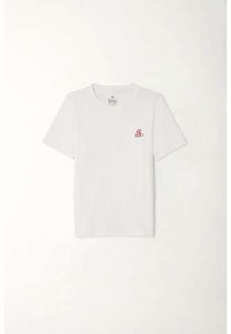 Camiseta Manga Corta Blanca Para Niño Tennis