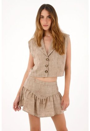 Tennis Chaleco Crop De Silueta Recta Café Para Mujer