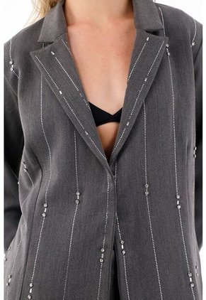 Tennis Abrigo Tipo Blazer Con Apliques De Brillo Gris Para Mujer