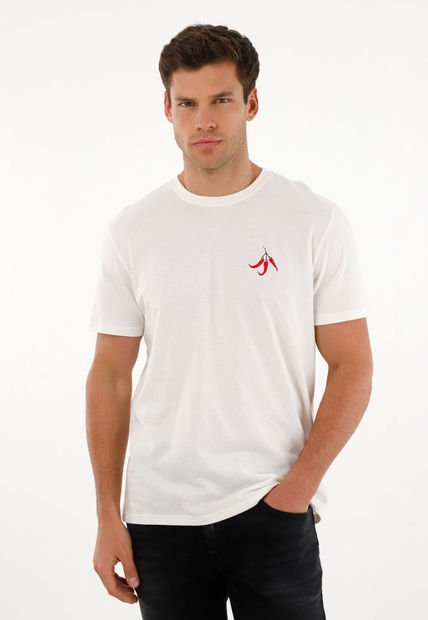 Camiseta Con Estampado En Espalda Crudo Para Hombre