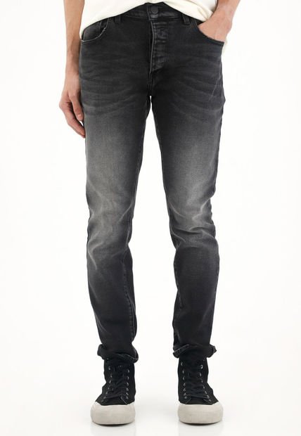 Jean Super Skinny Tiro Medio Negro Para Hombre