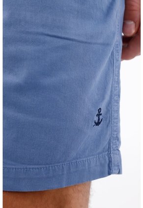 Tennis Bermuda Fit Relajado Con Cordón Bicolor En Algodón Azul Para Hombre