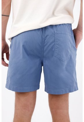 Tennis Bermuda Fit Relajado Con Cordón Bicolor En Algodón Azul Para Hombre