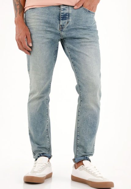 Jean Super Skinny Tiro Medio Con Arrugas 3D Para Hombre