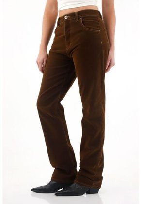 Jean Recto De Tiro Medio En Velvet Café Para Mujer