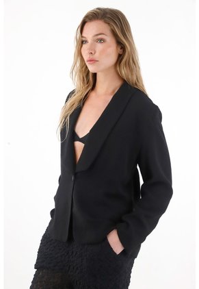 Tennis Abrigo Tipo Blazer Negro Para Mujer