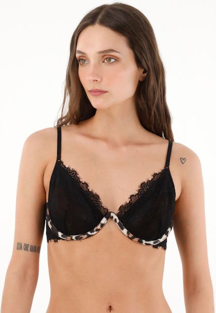Top Tipo Bralette Con Detalle Animal Print Para Mujer