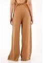 Tennis Pantalón Wide Leg En 100% Lino Café Con Textura Lisa Para Mujer de Tennis