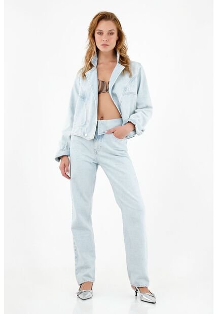 Tennis Jean Con Pretina Dobladillada Azul Para Mujer