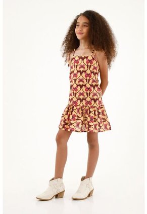 Vestido Estampado Con Bolero En Ruedo Para Niña