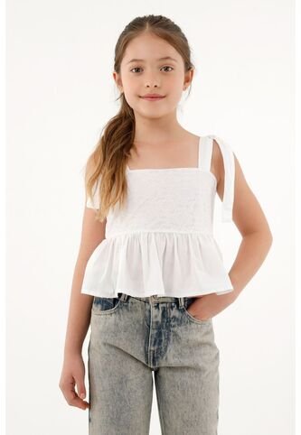 Camisa Blanca De Tiras Y Encaje Para Niña Tennis