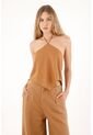 Tennis Camisa Con Escote Halter Café De Silueta Amplia Para Mujer Con Acabado único de Tennis