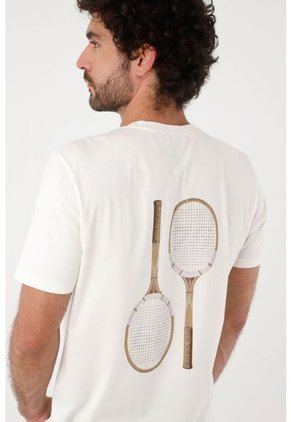 Tennis Camiseta Para Hombre Algodón Blanco Regular Con Gráfico