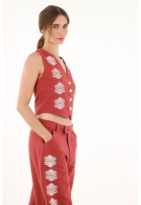 Tennis Chaleco Tipo Sastre Rojo Para Mujer