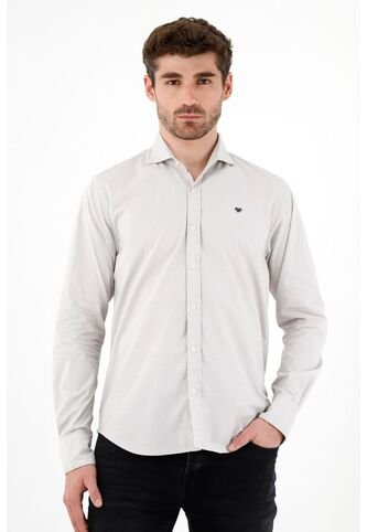 Camisa De Tela Preteñida Gris Para Hombre Tennis