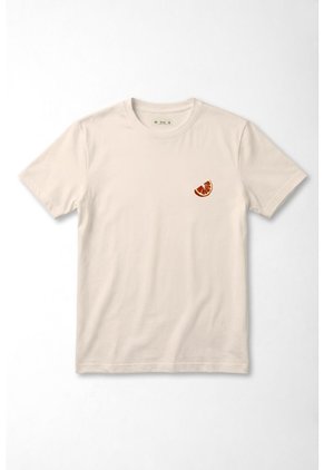 Tennis Camiseta Regular Con Mini Gráfico Cítrico En Algodón Crema Para Mujer