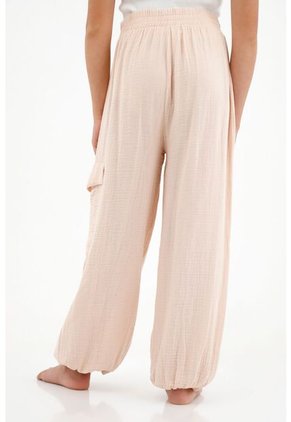 Pantalón Enresortado Con Bolsillo Tipo Cargo Para Niña