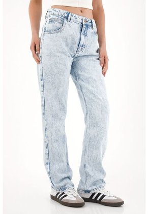 Tennis Jean Recto Tiro Alto Efecto Craquelado Para Mujer